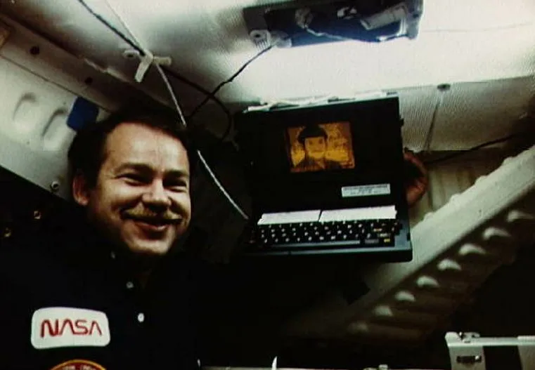 The GRID Compass, shown here with Astronaut John Creighton aboard a Space Shuttle Discovery mission in 1985
