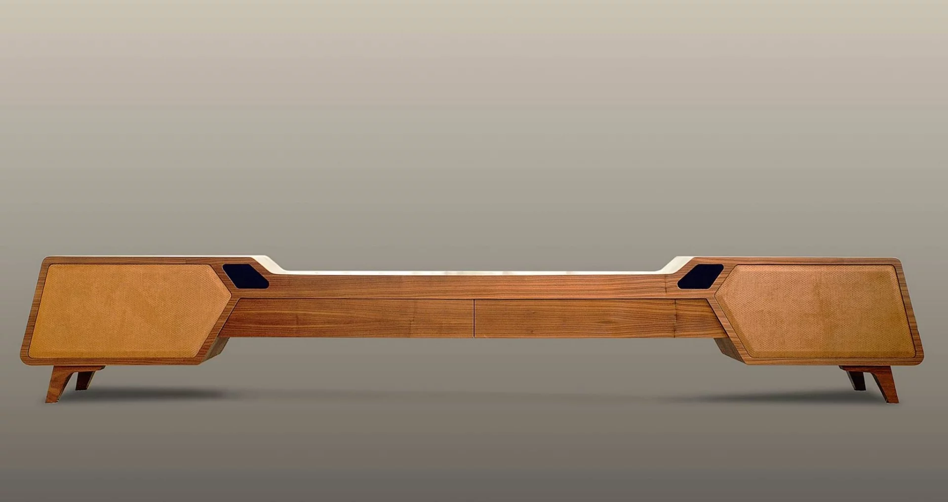 The SB-70 TV console in custom finish