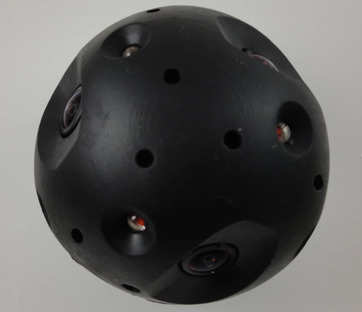 One camera with six lenses is contained inside the ball
