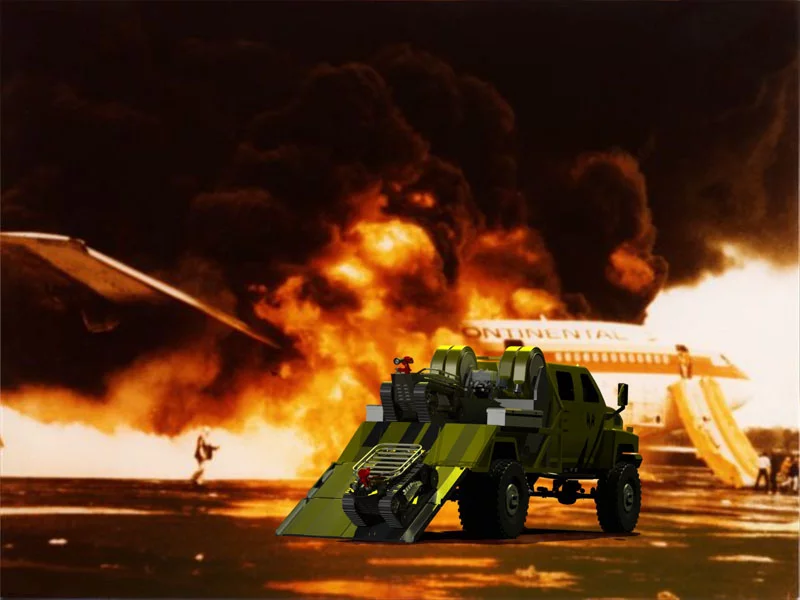 The RS1-T2 Thermite firefighting robot on the Bulldog firefighting truck