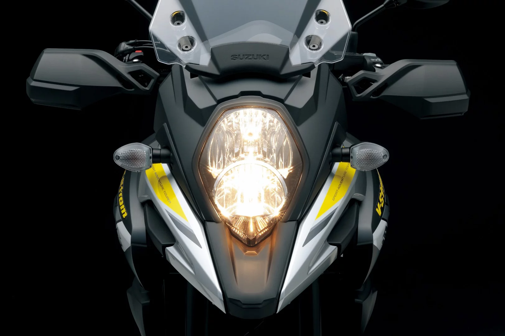 The beak in the 2017 Suzuki V-Strom family is a tribute to the DR Big Dakar racers of the 1980s and 90s
