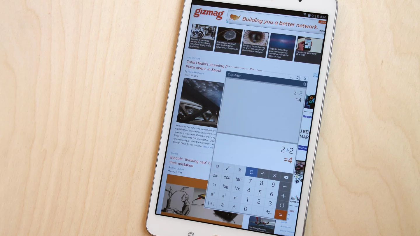 Multi Window lets you run the calculator app on top of something like Google Chrome