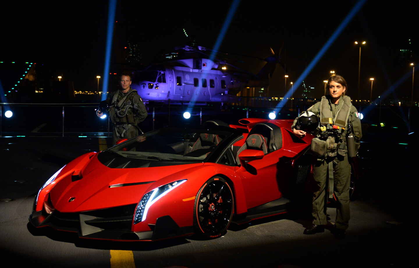 Lamborghini Veneno Roadster Makes Debut On An Aircraft Carrier