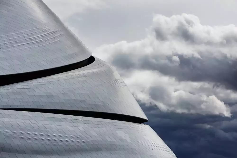 The design of the Harbin Opera House references the chilly local climate