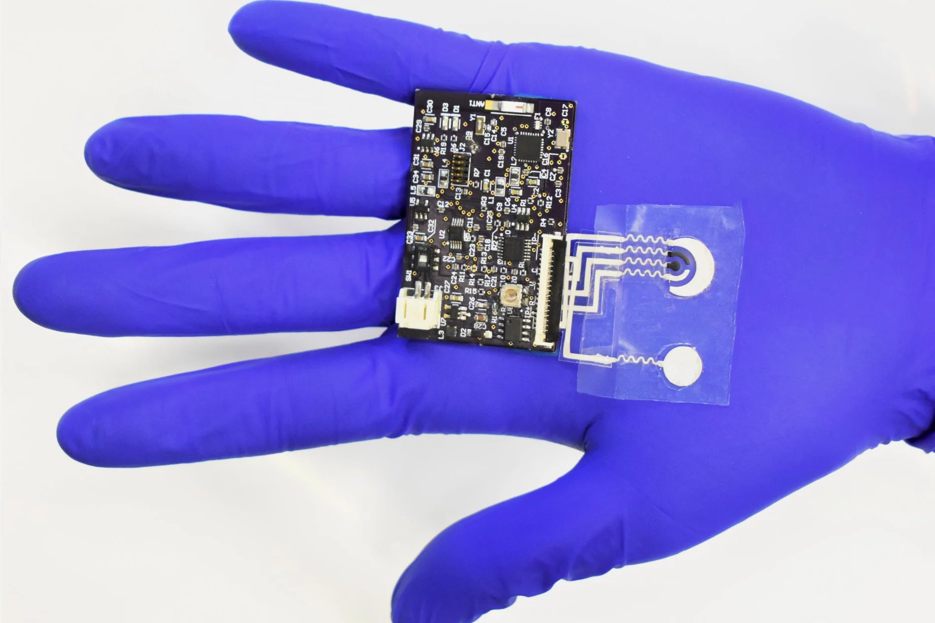 The device is currently hooked up to a small circuit board when it's time to transmit data