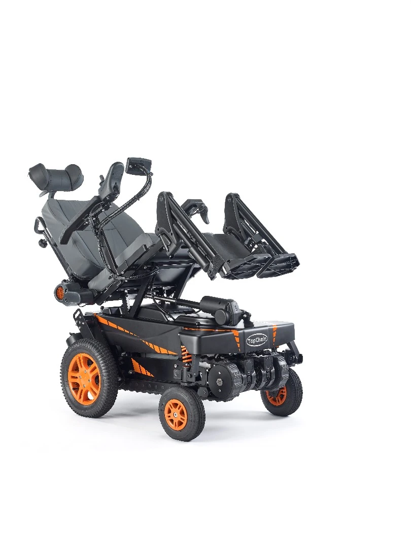 The TopChair-S keeps the occupant horizontal when going up an incline