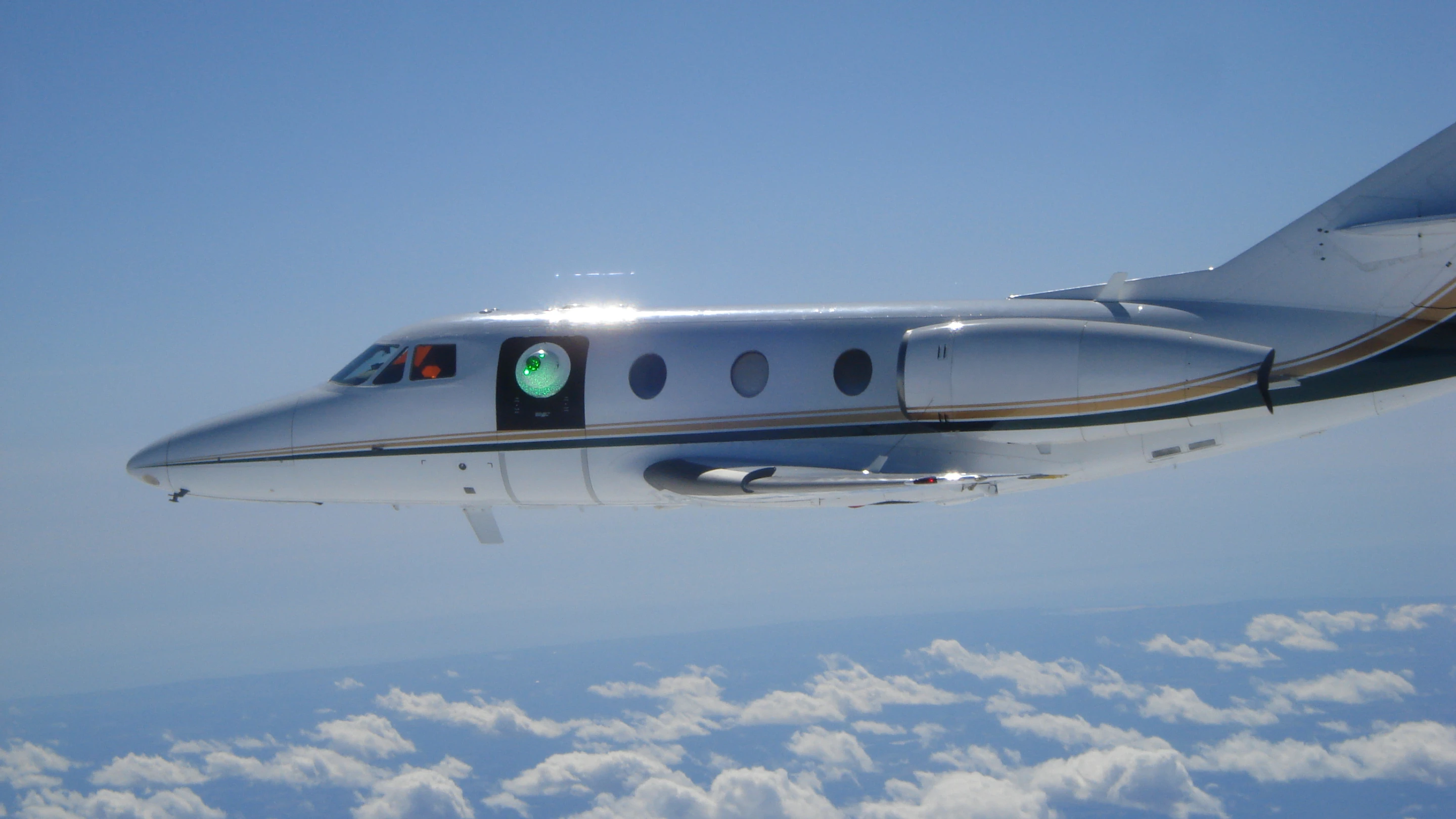 The laser turret prototype being tested on the University of Notre Dame’s Airborne Aero Optical Laboratory Transonic Aircraft in Michigan (Photo: Air Force Research Laboratory)