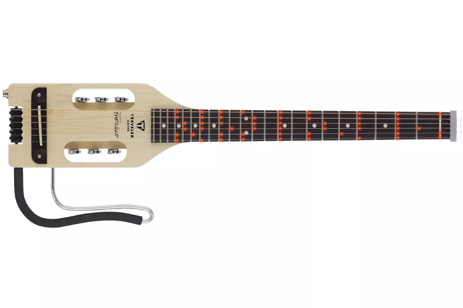 Fretlight and Traveler Guitar have partnered for a travel guitar with built-in LED learning system