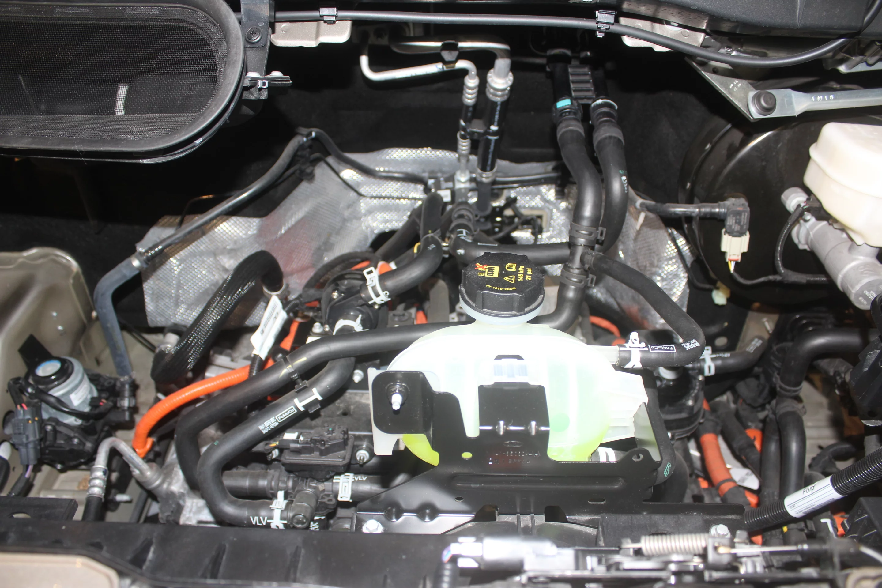 A peek in the popped hood