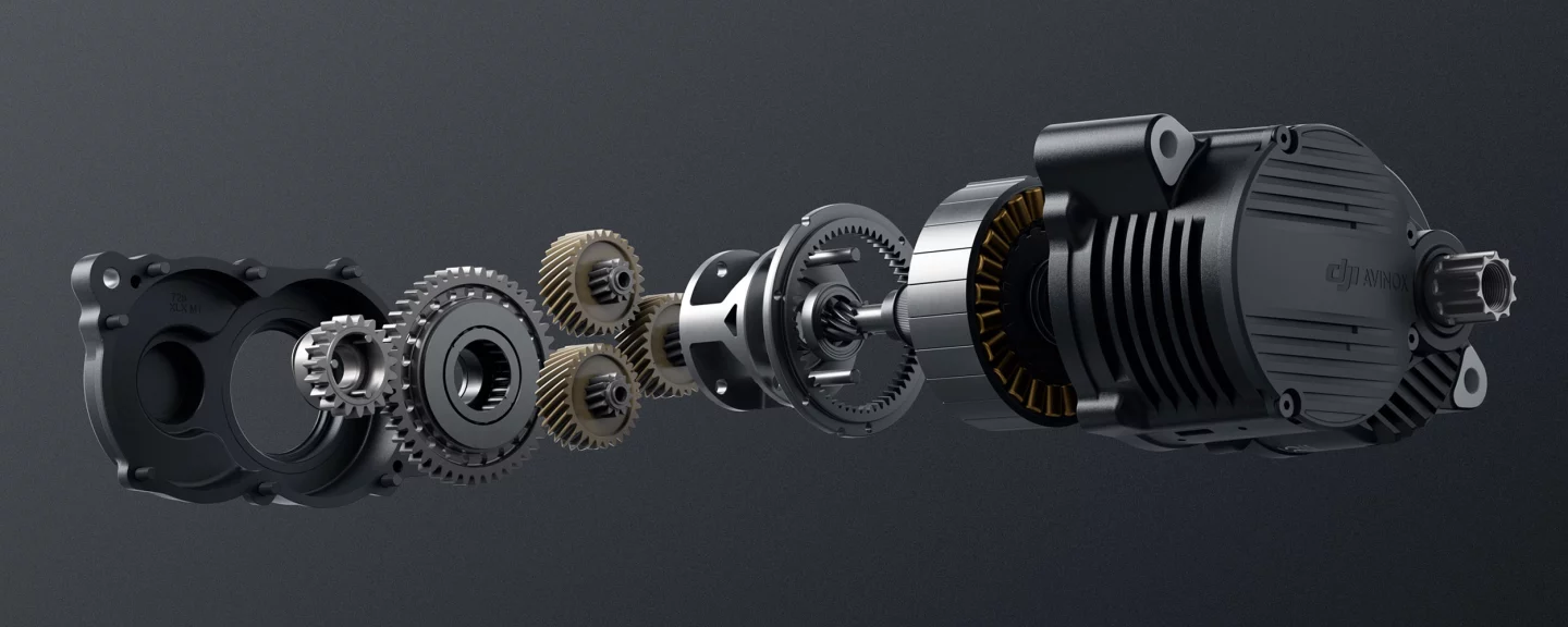 A fully exploded view of the DJI Avinox Drive System