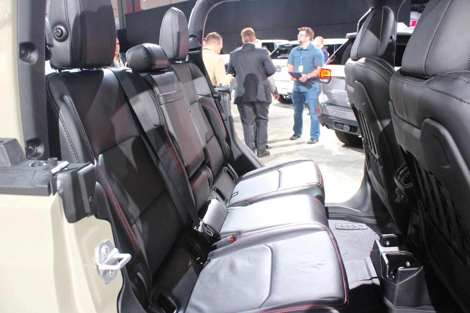 Inside, the Jeep Gladiator takes its cue from the Wrangler Unlimited models with a plush five-seat interior, large and updated infotainment, and grab handles and bars for easier entry and egress