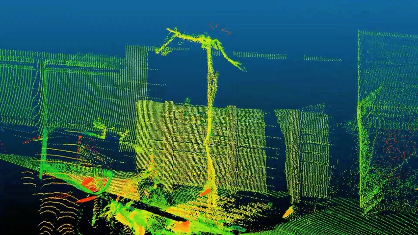 The robot's 3D scans are used to create point cloud models of the trees
