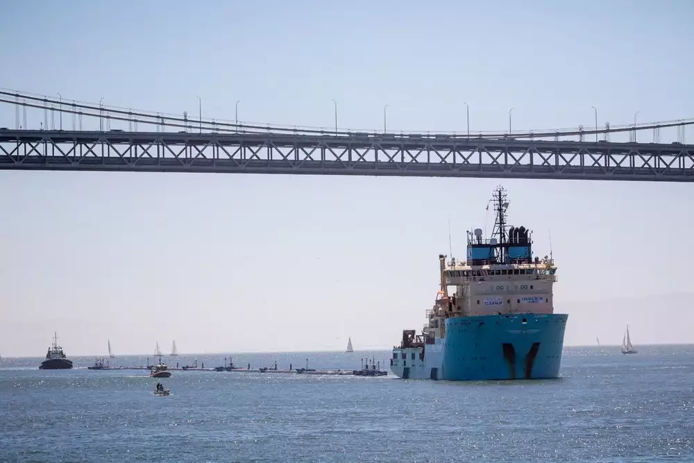 The Ocean Cleanup's system heads out toward the Great Pacific Garbage Patch