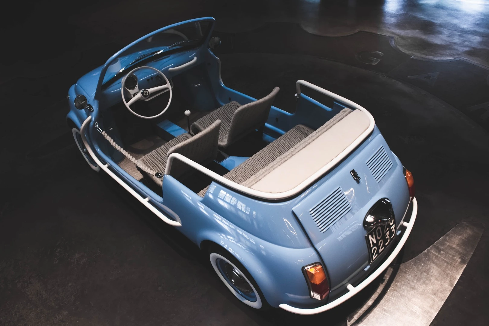 The 1958 classic was transformed by removing its roof and door sections and inserting a core safety cell to maintain the car's torsional rigidity