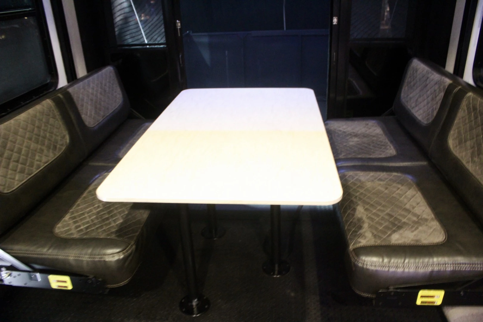 With the keg fridge, wall-mounted TV and this picnic set, the garage/rear deck become a breezy indoor/outdoor bar