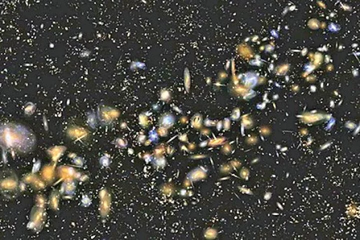 View of a cluster of galaxies spread along a dark matter filament (Photo: SDSS-III)