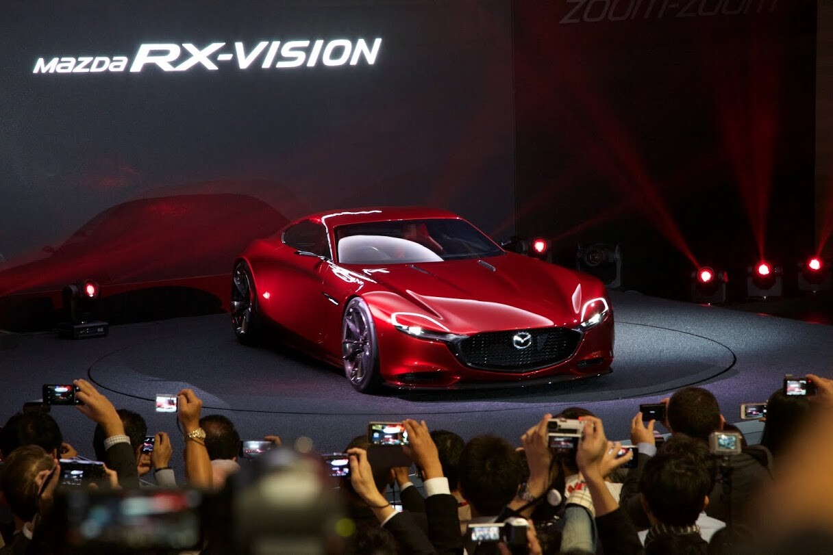 The RX-VISION flashes a big, five-point KODO grill and distinctive headlight design