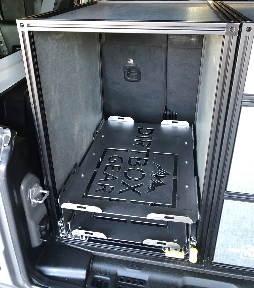 Fridge and stove slides stored away