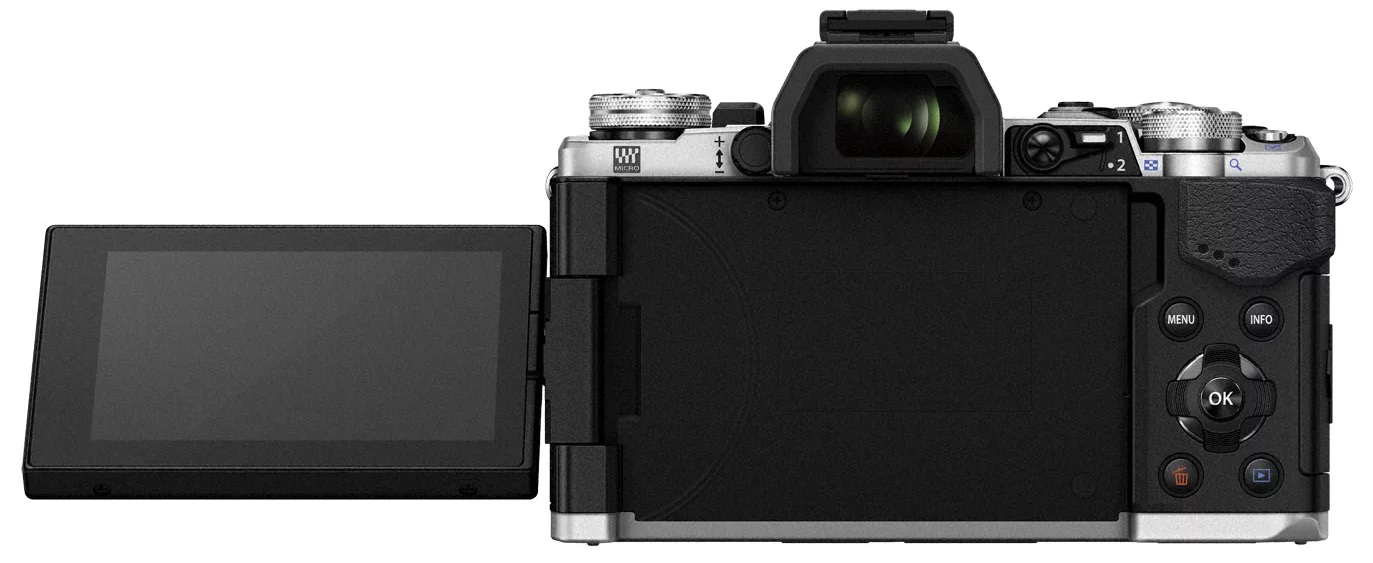 The Olympus OM-D E-M5 Mark II features a 1,037K dot rear monitor which can be swiveled and tilted