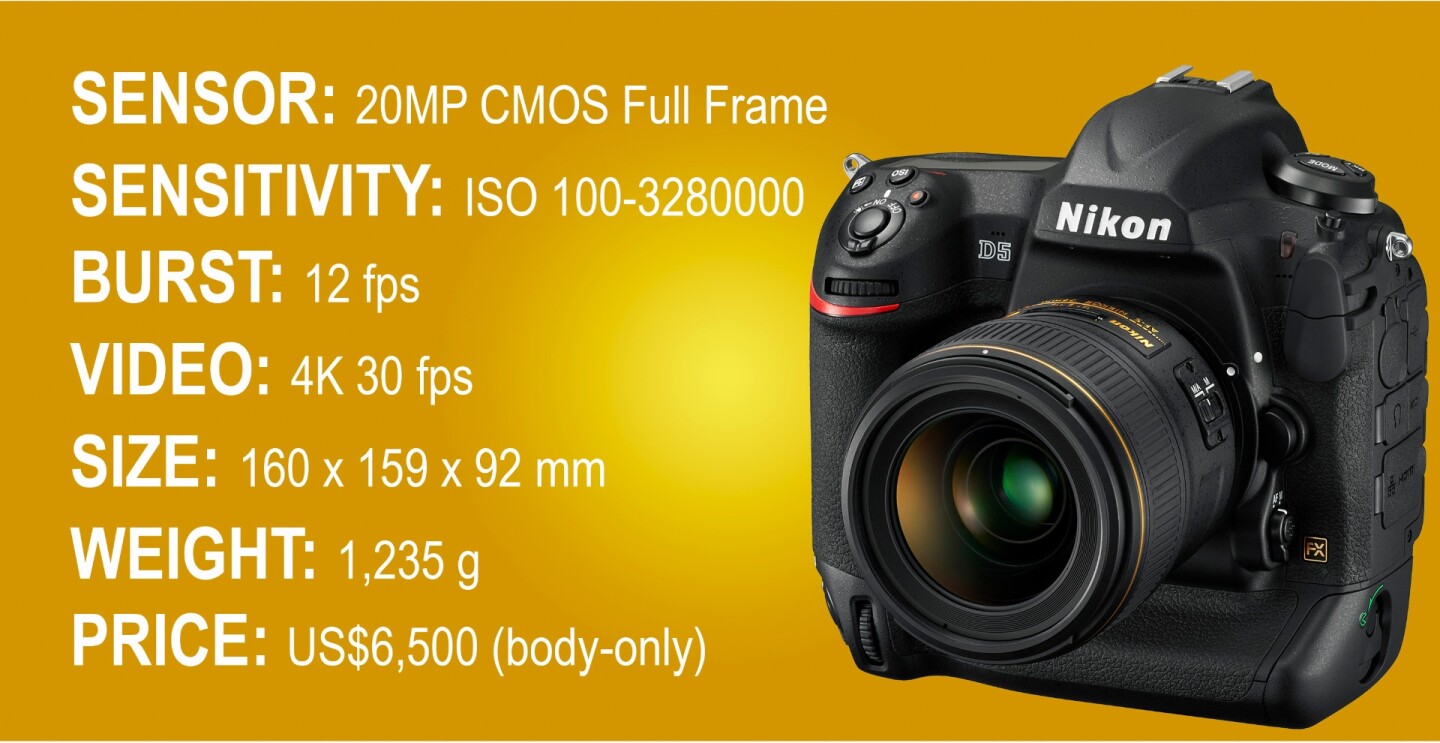 The key specifications of the Nikon D5 full frame DSLR