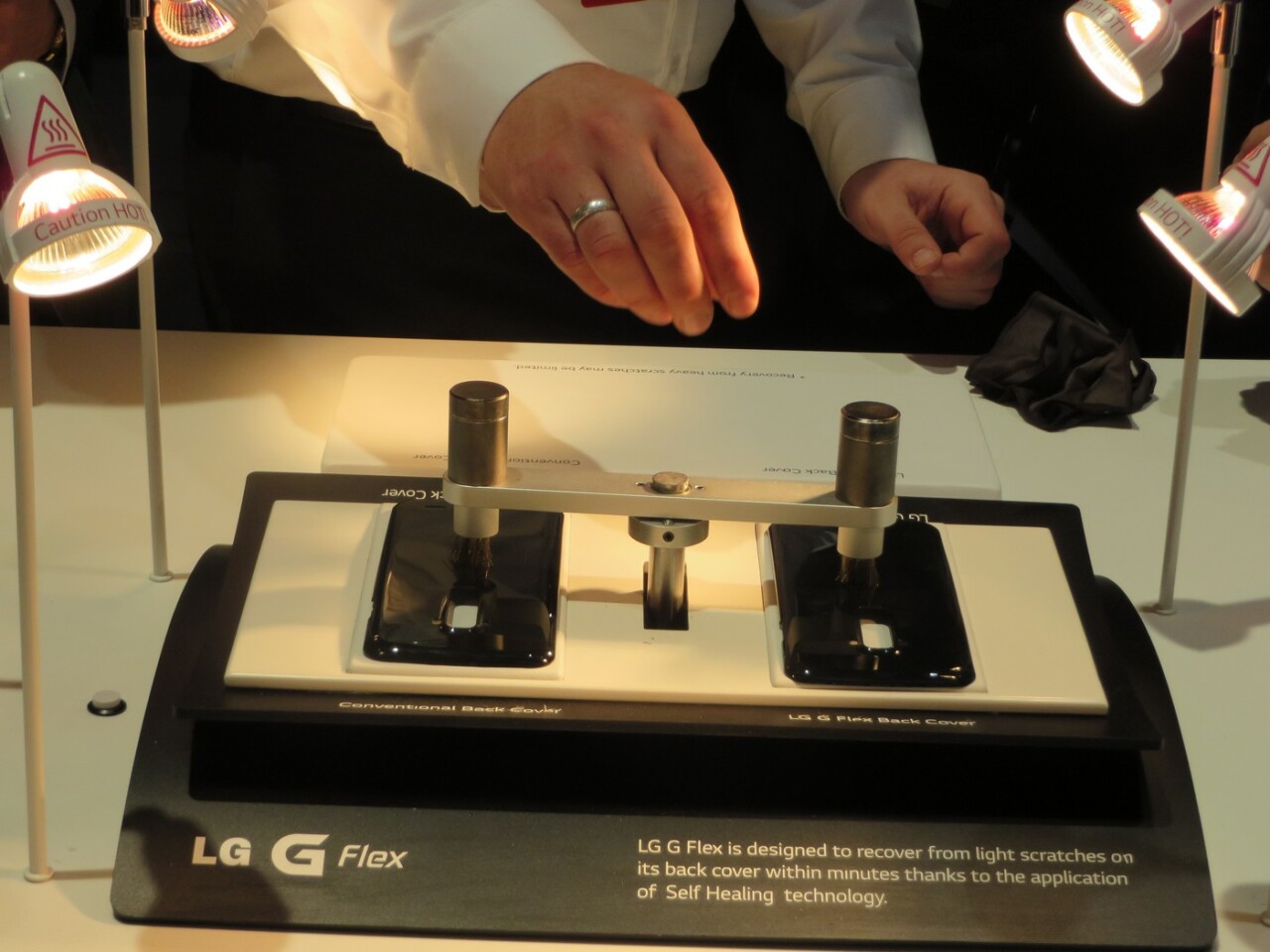 A G Flex back and a conventional backing get scuffed up