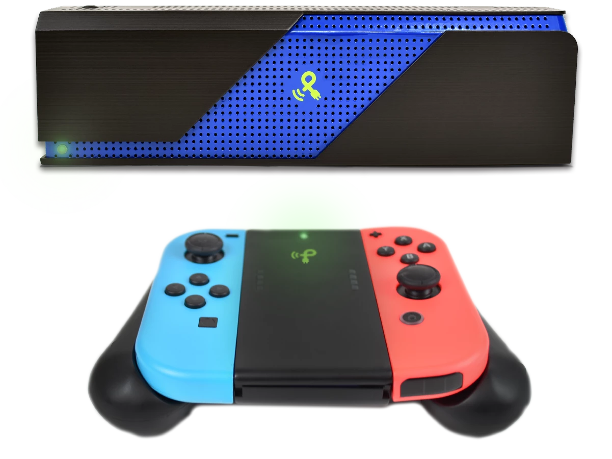 The charging grip pictured below the company's PowerSpot RF Wireless Transmitter