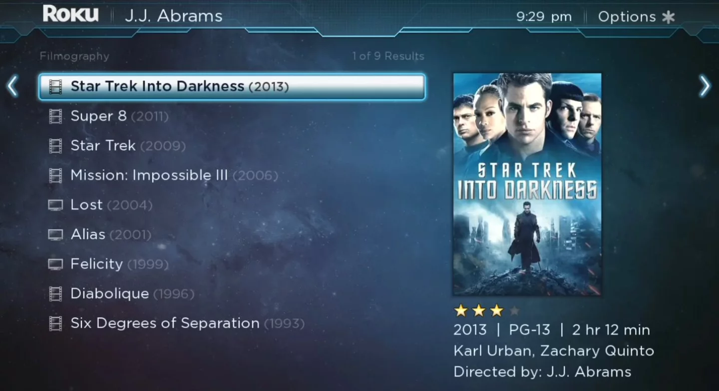 Roku 3 director search