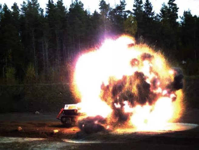 The D-3 is a robotic vehicle that uses a chain flail or tiller to detonate land mines (Photo: DIGGER DTR)