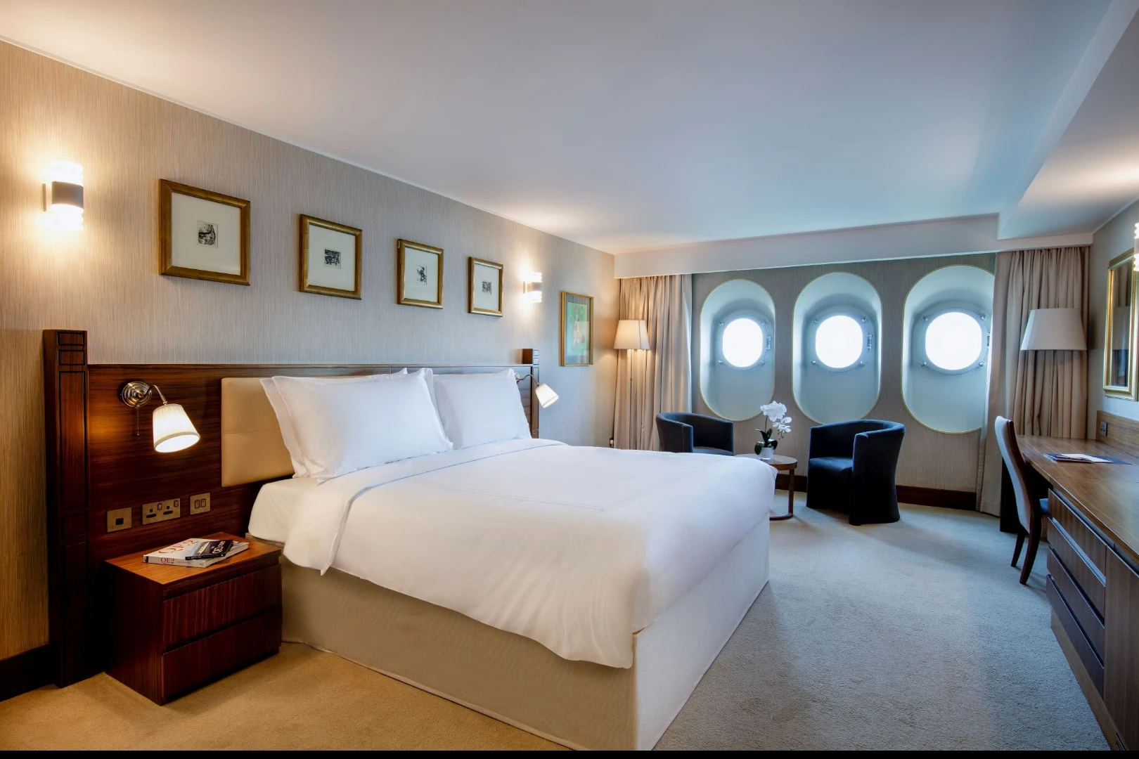 The QE2 Hotel deluxe stateroom
