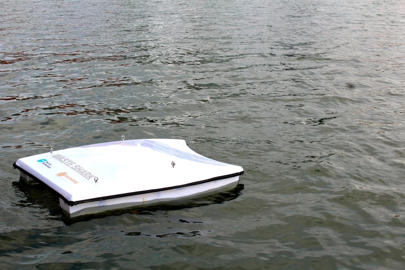 Plans call for the WasteShark to collect data such as water quality, depth and weather conditions, transmitting that information to port authorities in real time
