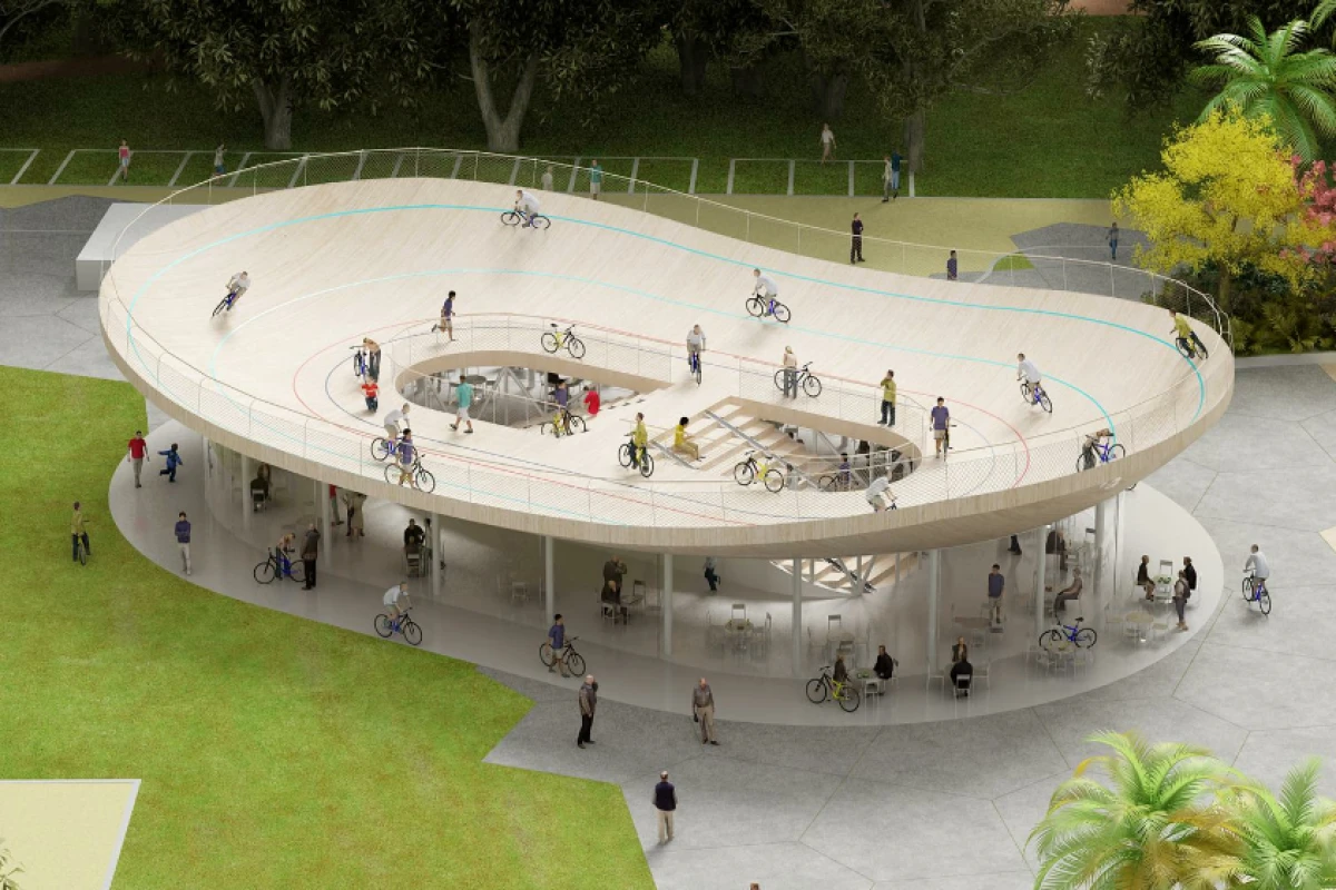 In a move likely to inflict a sudden pang of inadequacy in bicycle clubs the world over, NL Architects has cooked up a concept both radical and supremely simple: a bicycle club with a velodrome on the roof
