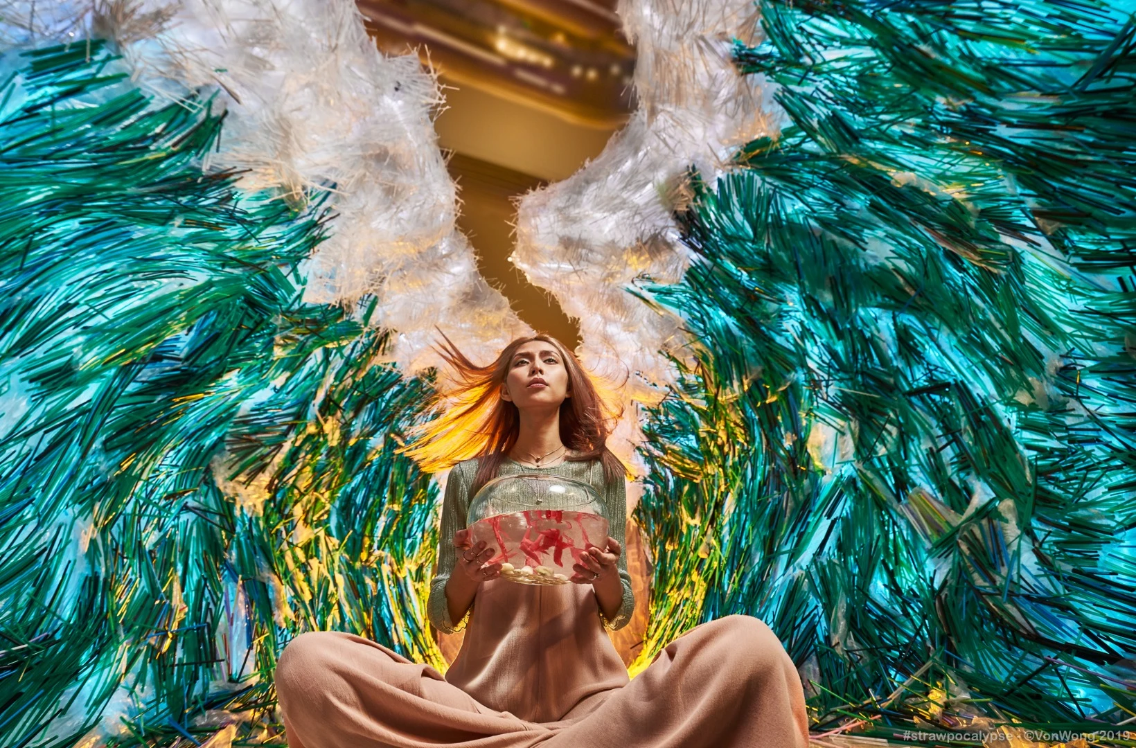 The Strawpocalypse installation comprises 168,000 discarded straws