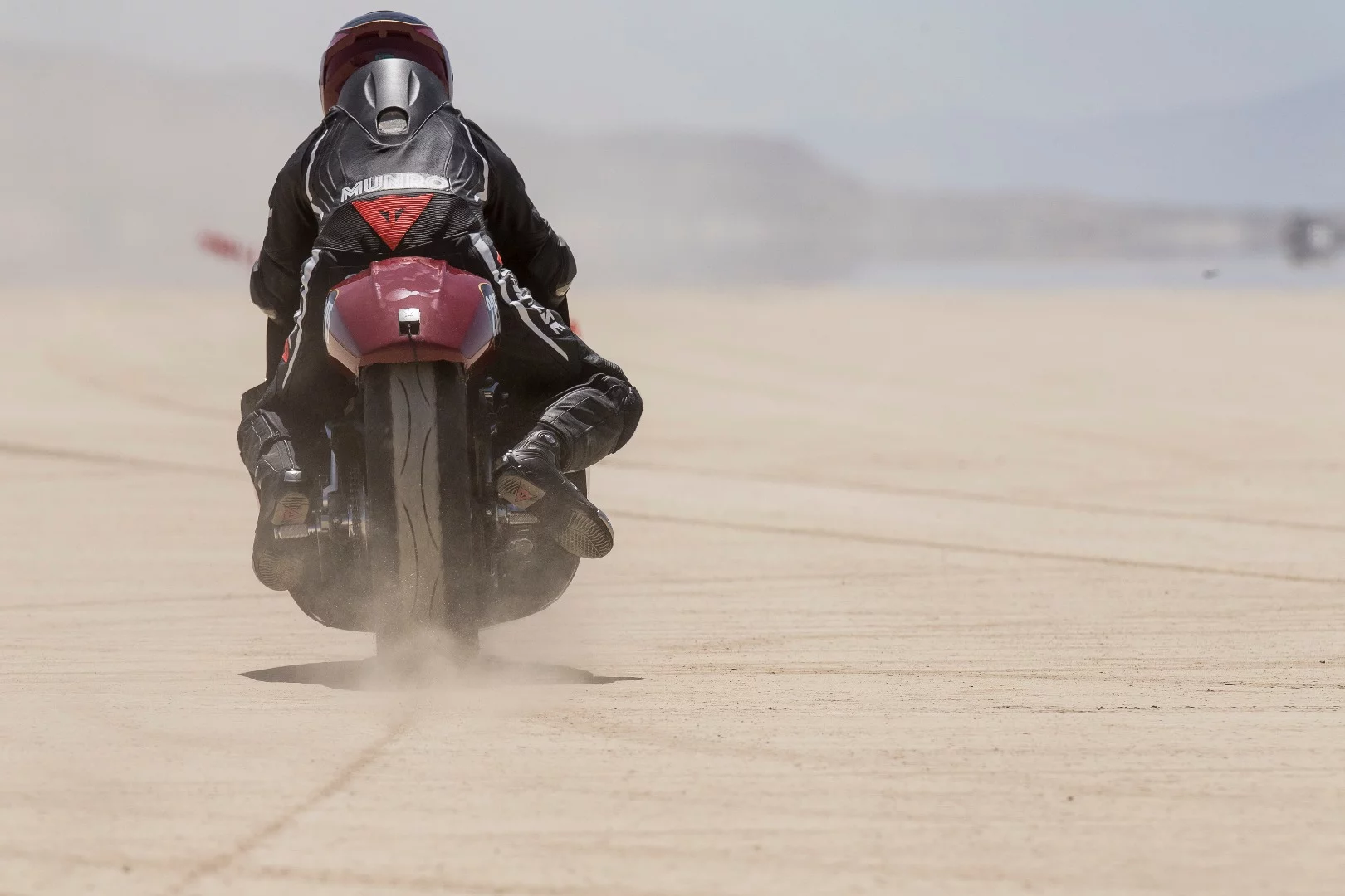 Lee Munro takes a test run on the Indian Scout Streamliner