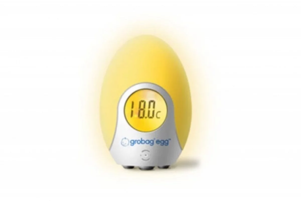 Grobag's Egg Digital Room Thermometer warns parents if the room is too hot or cold