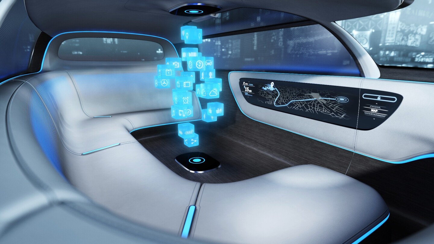 Mercedes-Benz Vision Tokyo: floating data display and GPS map