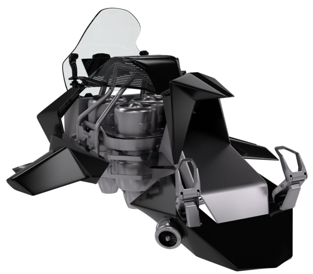 The consumer version – 20 will be made – will use four turbojets in a self-stabilizing configuration