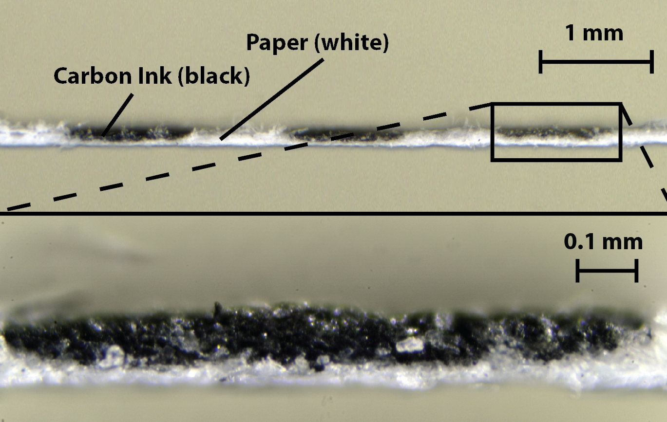 A cross-section of one of the labels