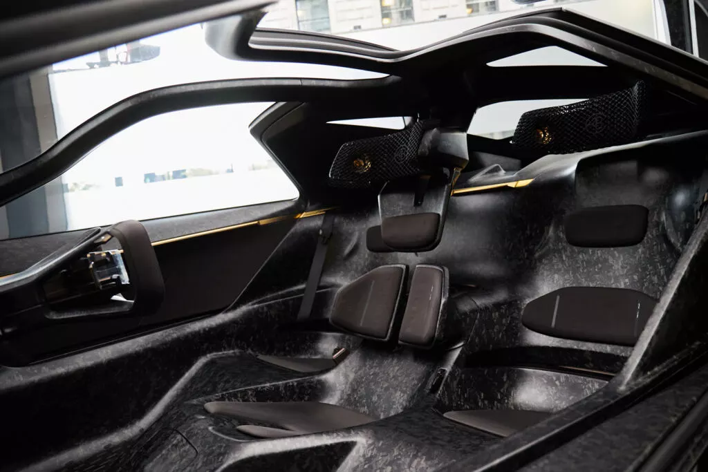 The Theory 1's recycled carbon fiber cabin seats three
