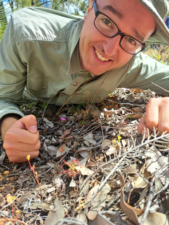Thilo Krueger, a carnivorous-plant expert, celebrates his rare find