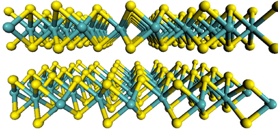 Structure of 2D molybdenum disulfide (Image: Wang et al. / MIT)