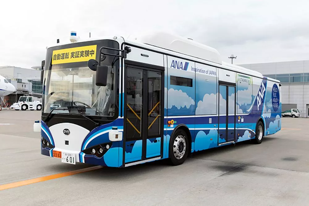 The autonomous electric bus will drive itself along a 1.18-mile segment at Haneda International Airport during the trial