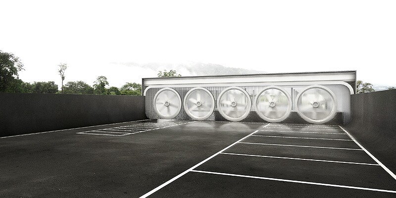 The dark surface required to create the thermal current can be put to use as a parking lot (Image: Betillon / Dorval-Bory)