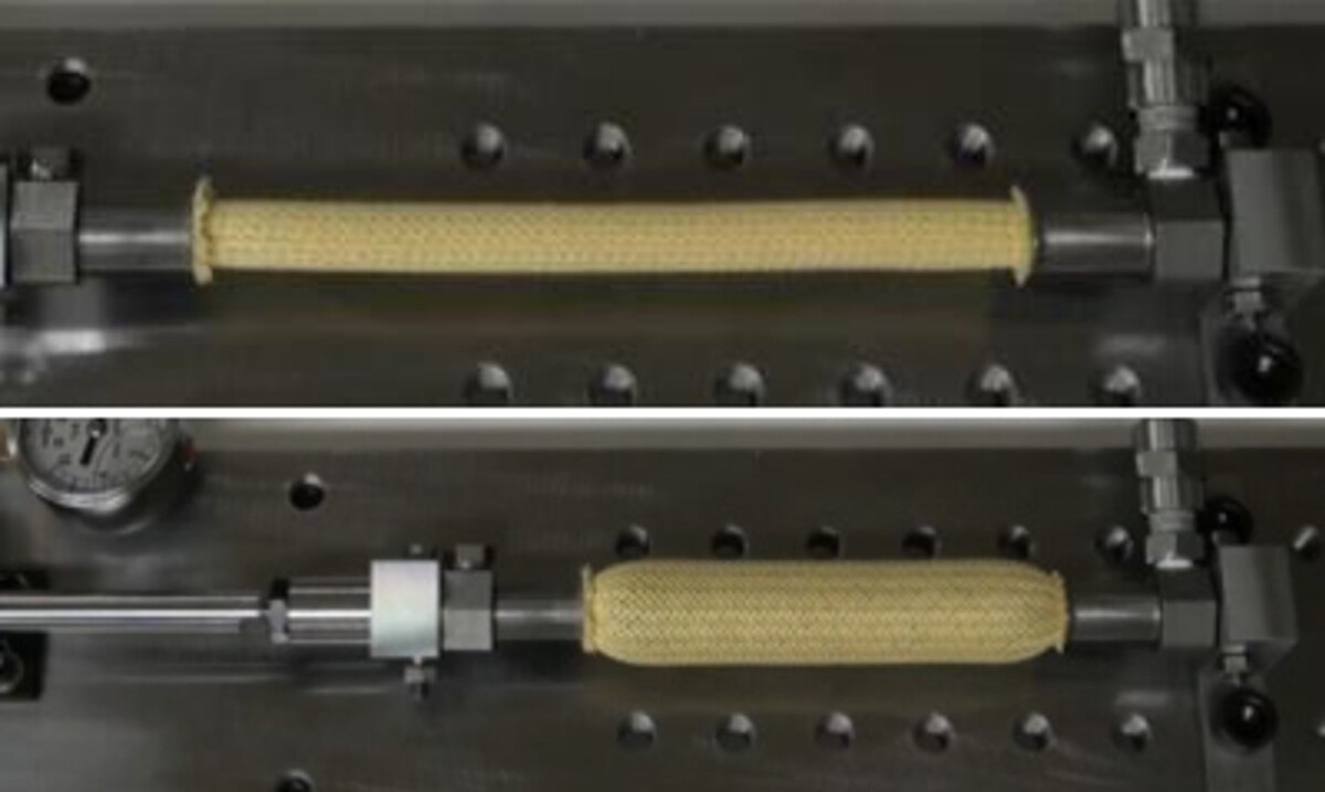 The hydraulic muscle inflated and deflated
