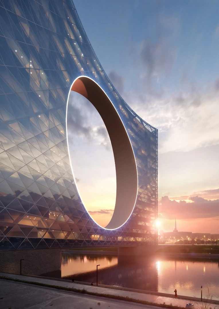 The Tower of the Sun would reach a height of 121 m (396 ft)
