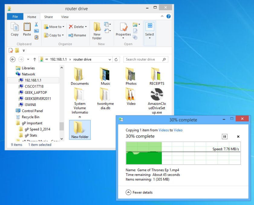 Use the drive connected to the router like you would any drive connected to your computer