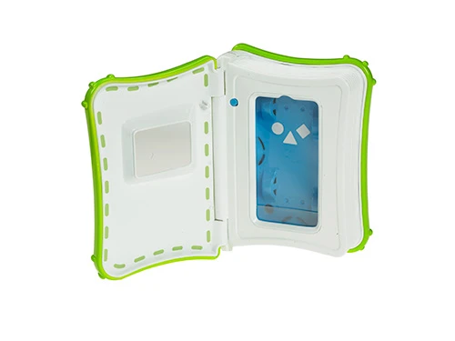 The Laugh & Learn Apptivity Storybook Reader mimics a book with page turns to advance content on three free interactive story apps