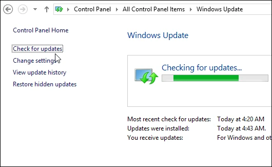Run Windows Update manually before installing the update