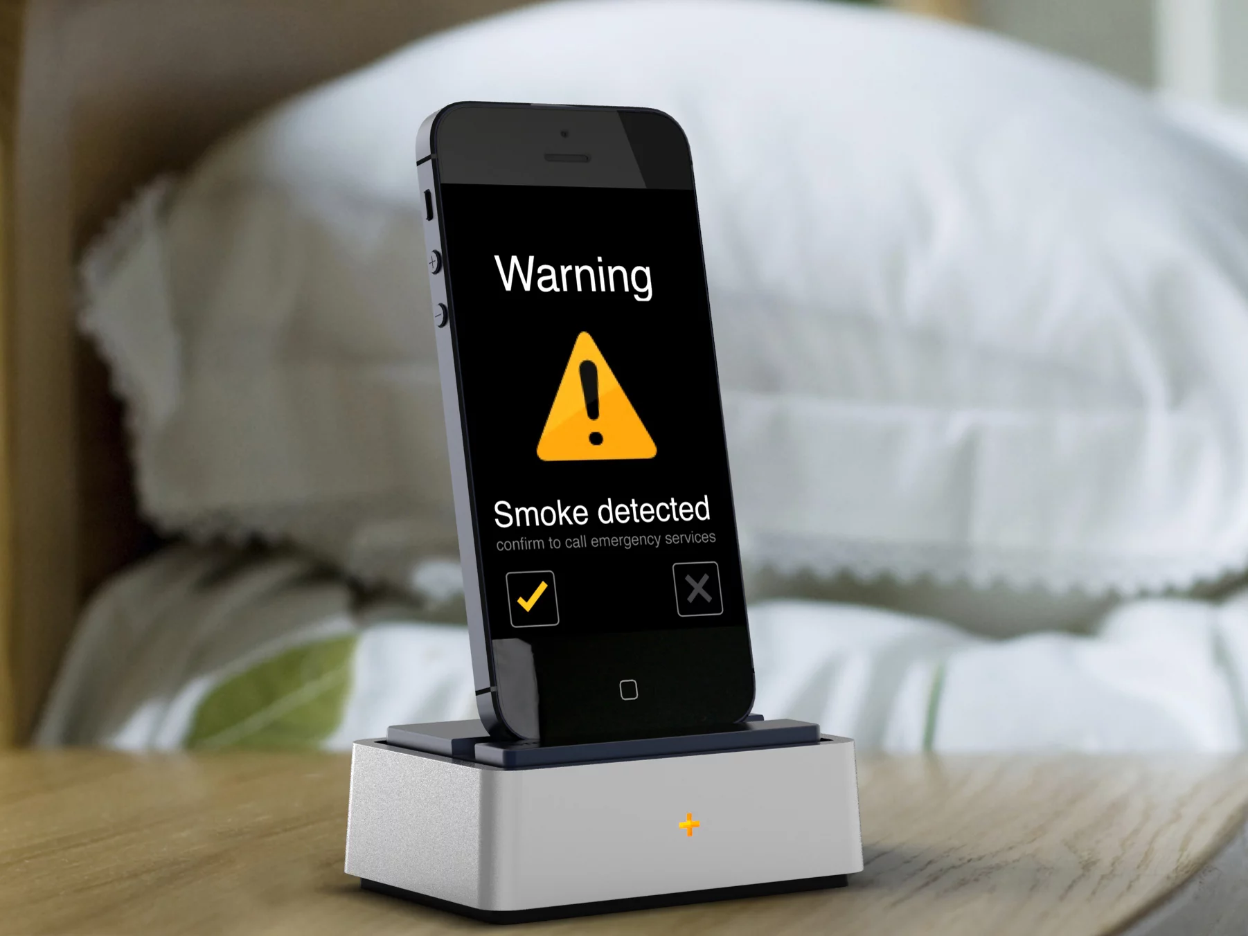 The Sense+ smartphone dock will sound an alert in the event of fire