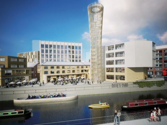 A rendering of a completed Dane's Yard from the riverfront
