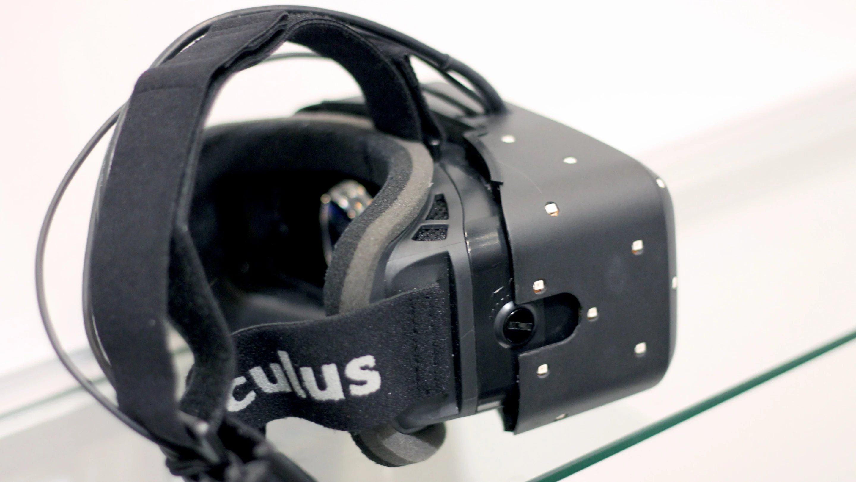 The headset has LEDs sprinkled on its front